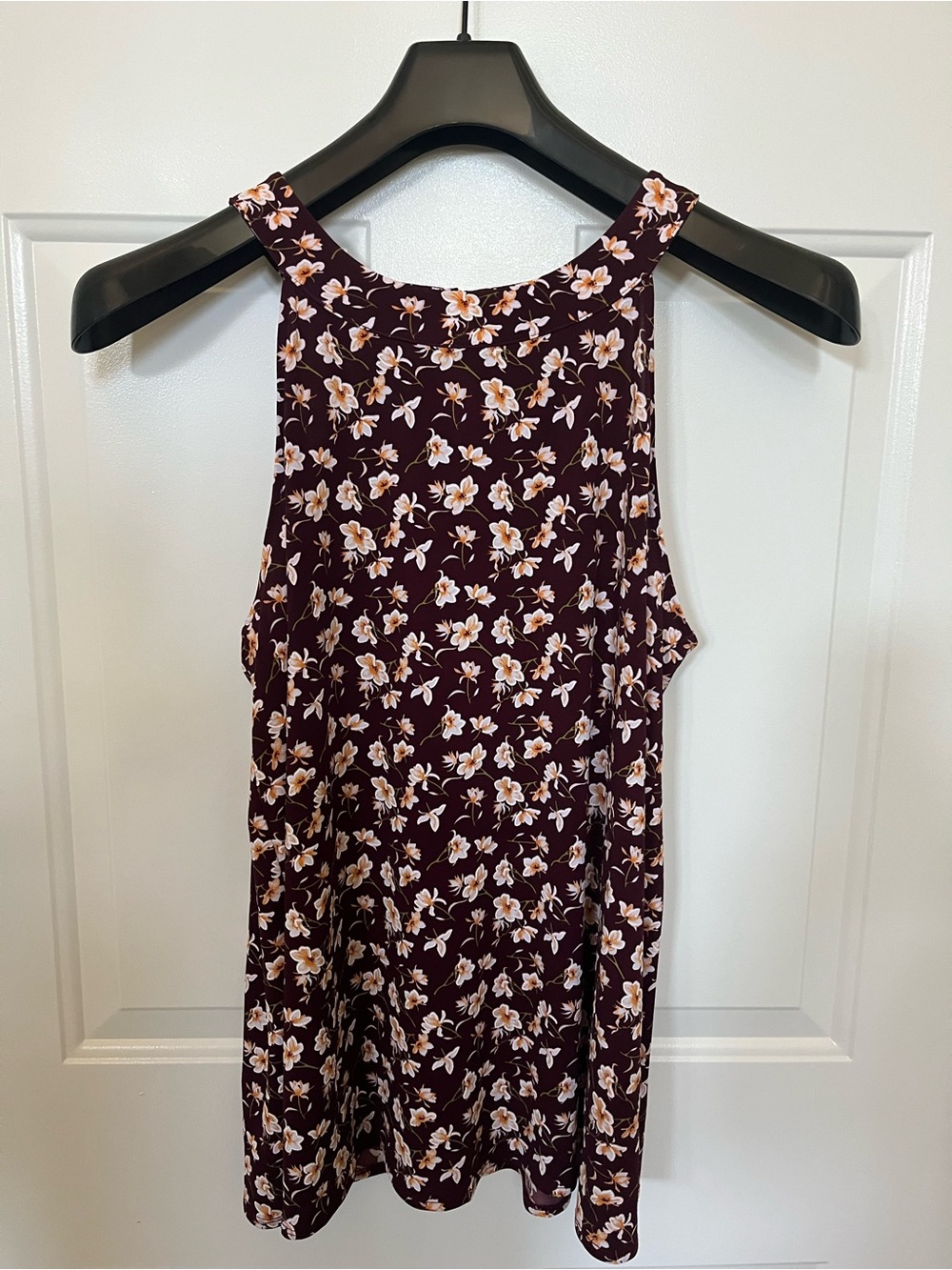 Floral High-Neck Camisole in Burgundy